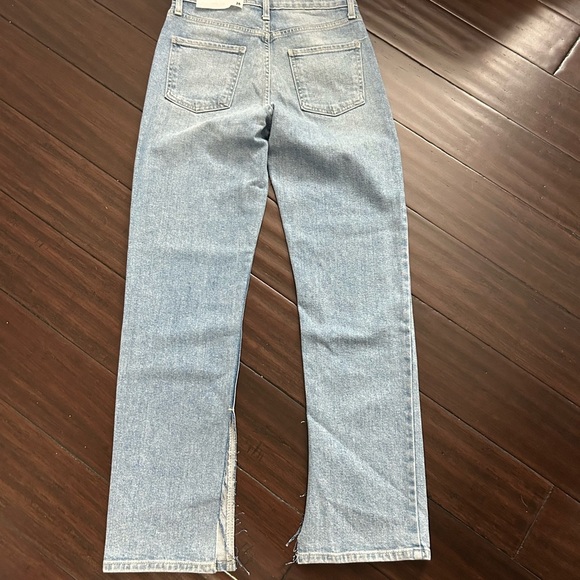 NWT Just Black Denim Blue Women's Jeans Size 26 Long Line Slim Slit Straight - Picture 6 of 7